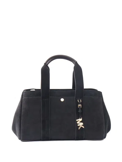 Michael Kors Suede Satchel Bag In Black