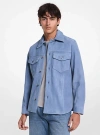 Michael Kors Suede Shirt Jacket In Blue