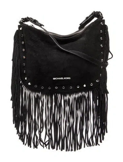 Pre-owned Michael Kors Suede Shoulder Bag In Black