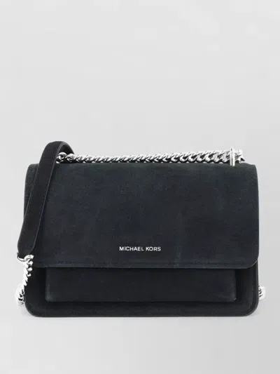 Michael Kors Suede Shoulder Bag Chain Strap In Black