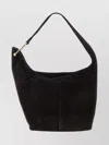 Michael Kors Suede Shoulder Bag Gold Hardware In Black