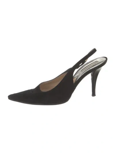 Pre-owned Michael Kors Suede Slingback Pumps In Black