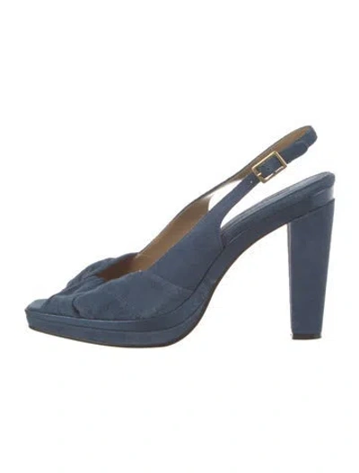 Pre-owned Michael Kors Suede Slingback Pumps In Blue