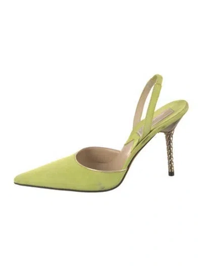 Pre-owned Michael Kors Suede Slingback Pumps In Green