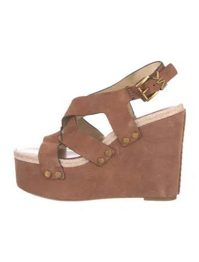 Pre-owned Michael Kors Suede Slingback Sandals In Brown