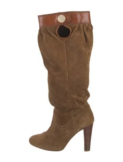 Pre-owned Michael Kors Suede Slouch Boots In Brown