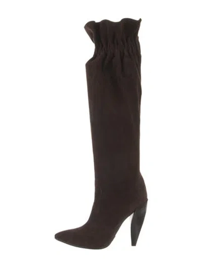 Pre-owned Michael Kors Suede Sock Boots In Brown