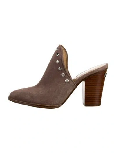 Pre-owned Michael Kors Suede Studded Accents Mules In Brown