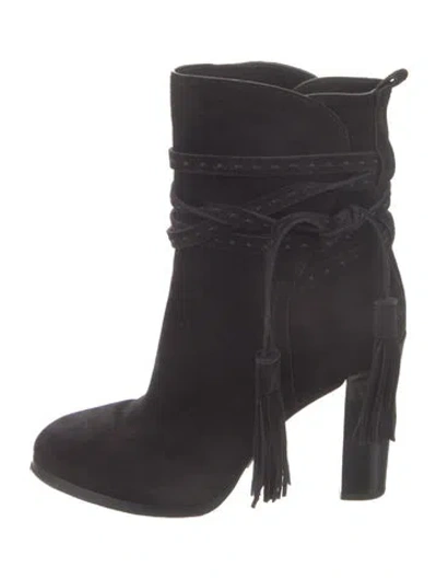 Pre-owned Michael Kors Suede Tassel Accents Boots In Black