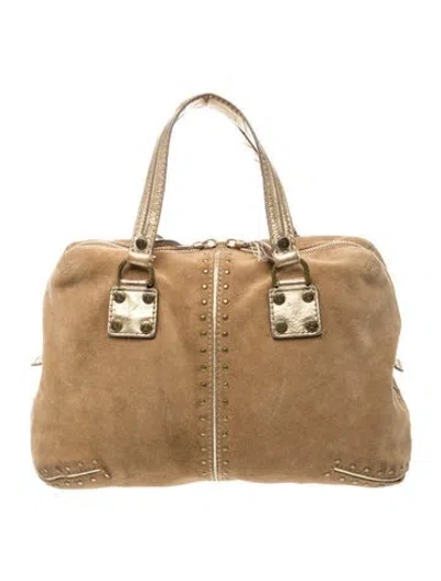 Pre-owned Michael Kors Suede Top Handle Bag In Neutral