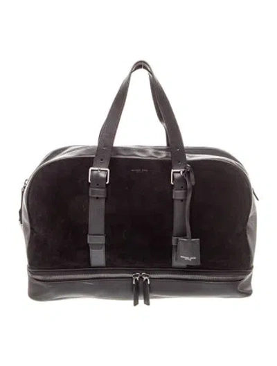 Pre-owned Michael Kors Suede Weekender Bag In Black