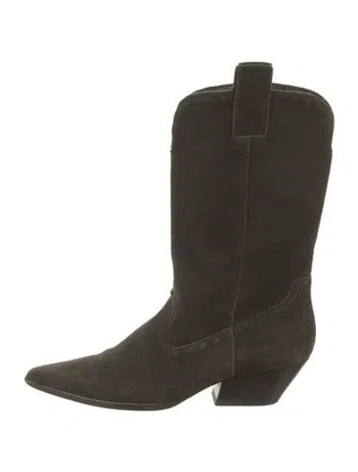 Pre-owned Michael Kors Suede Western Boots In Green