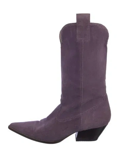 Pre-owned Michael Kors Suede Western Boots In Purple