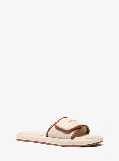 Michael Kors Suki Canvas Slide Sandal In Brown