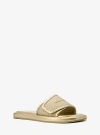 Michael Kors Suki Embellished Metallic Slide Sandal In Gold