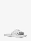 Michael Kors Suki Embellished Metallic Slide Sandal In White