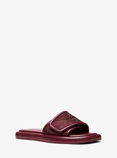 Michael Kors Suki Embellished Slide Sandal In Red