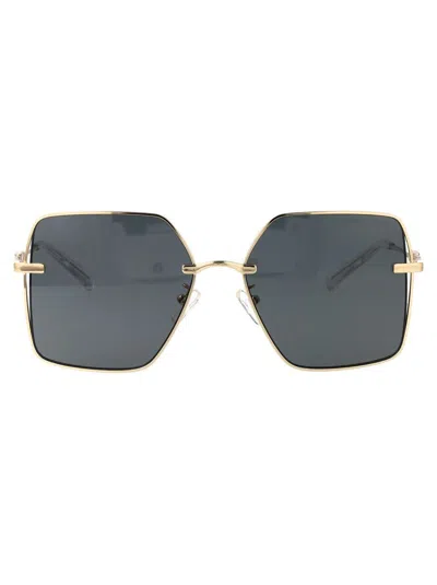 Michael Kors Sanya Sunglasses In Light Gold Shiny Grey Solid