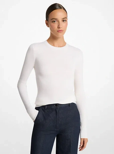 Michael Kors Super Cashmere Long-sleeve Shirt In White