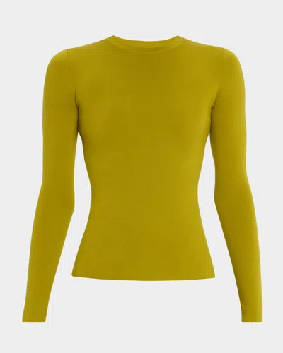 Michael Kors Super Cashmere Long-sleeve T-shirt In Moss