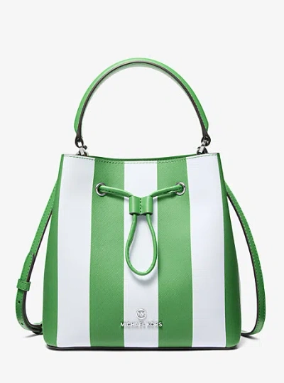 Michael Kors Suri Medium Striped Bucket Bag In Green