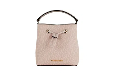 Michael Kors Suri Small Dark Powder Blush Signature Pvc Bucket Crossbody Handbag In Pink