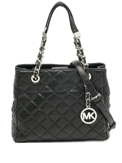 Pre-owned Michael Kors Susannah Quilted Leather Tote Bag In Black