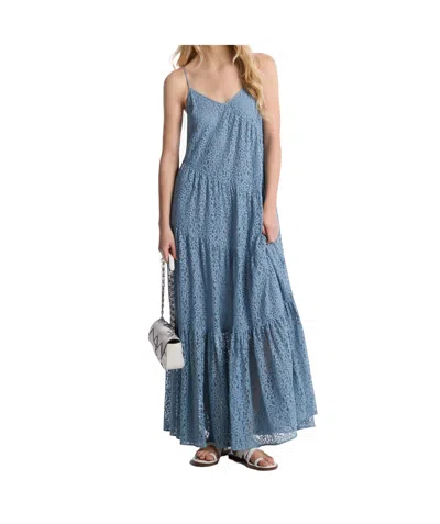 Michael Kors Suspender Lace Dress In Blue