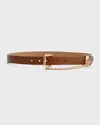 Michael Kors Swag Chain Leather Belt In Black
