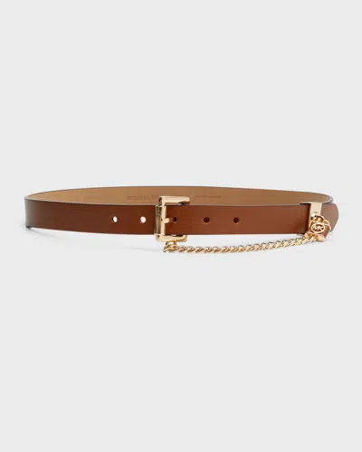 Michael Kors Swag Chain Leather Belt In Black