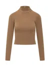 Michael Kors Merino Wool Ribbed Turtleneck Sweater In Brown