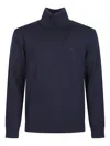 Michael Kors Breathable Turtleneck Sweater Ribbed Trims In Blue