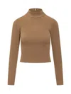 Michael Kors Merino Wool Ribbed Turtleneck Sweater In Brown