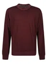 Michael Kors Merino Wool Crew Neck Long Sleeve Sweater In Brown