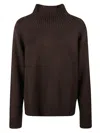 Michael Kors Camel Wool Turtleneck Sweater With Ribbed Details In Brown