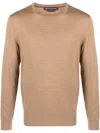 Michael Kors Merino Wool Crew Neck Sweater In Beige