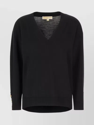 Michael Kors Sweater Wool Decorative Buttons In Black