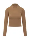 Michael Kors Merino Wool Ribbed Turtleneck Sweater In Brown