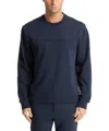 Michael Kors Logo Embossed Cotton Blend Sweater In Blue