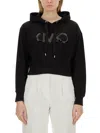 Michael Kors Logo Hooded Cropped Sweatshirt In Black