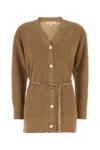 Michael Kors Wool Cardigan Chain Belt In Brown