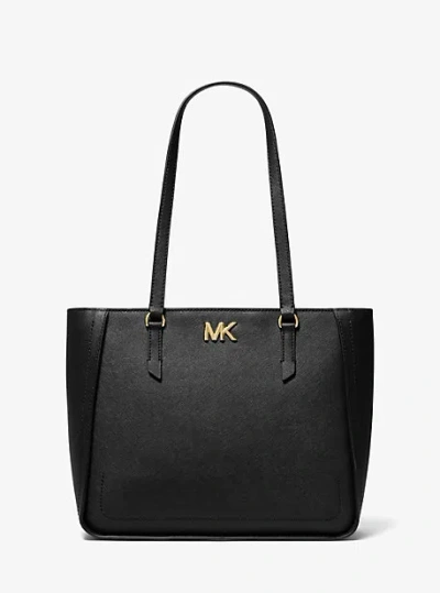 Michael Kors Sylvia Medium Saffiano Leather Tote Bag In Black