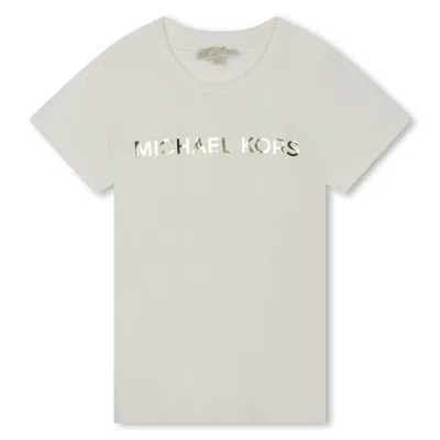 Michael Kors Kids' Logo-print Cotton T-shirt In Bianco Sporco