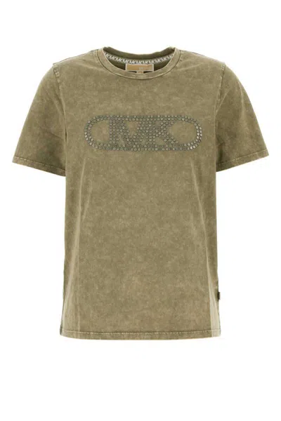 Michael Kors Sage Green Cotton T-shirt In Safgrnwsh