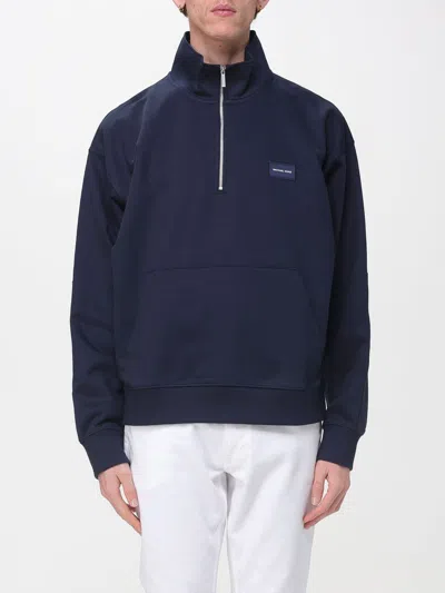 Michael Kors Satin Patch Mock Neck Knitwear In Blue