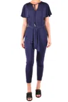 Michael Kors Tailored Deep Navy Jumpsuit With Flutter Sleeves In Blue