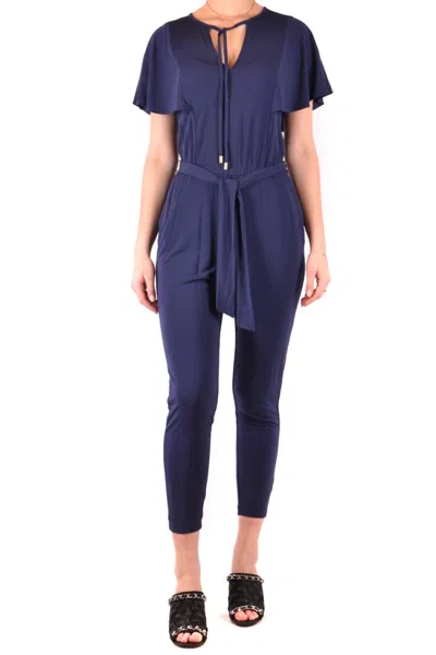 MICHAEL KORS TAILORED DEEP NAVY JUMPSUIT WITH FLUTTER SLEEVES