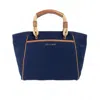 Michael Kors Talia Small Canvas Tote Crossbody Purse In Navy In Blue