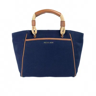 Michael Kors Talia Small Canvas Tote Crossbody Purse In Navy In Blue