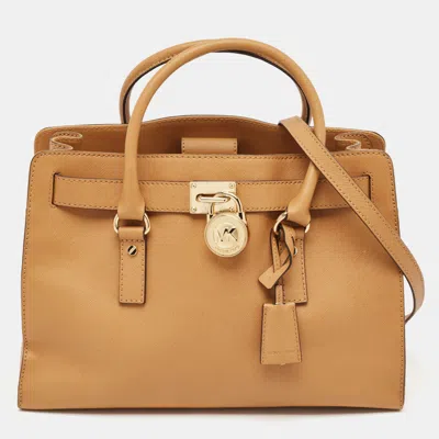 Pre-owned Michael Kors Tan Leather East/west Hamilton Tote